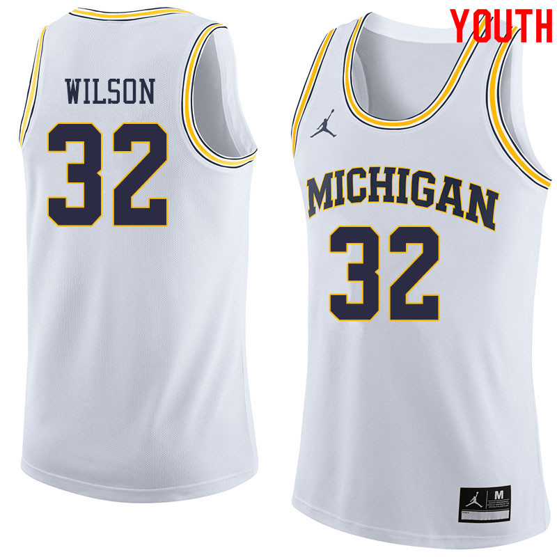 Jordan Brand Youth #32 Luke Wilson Michigan Wolverines College Basketball Jerseys Sale-White
